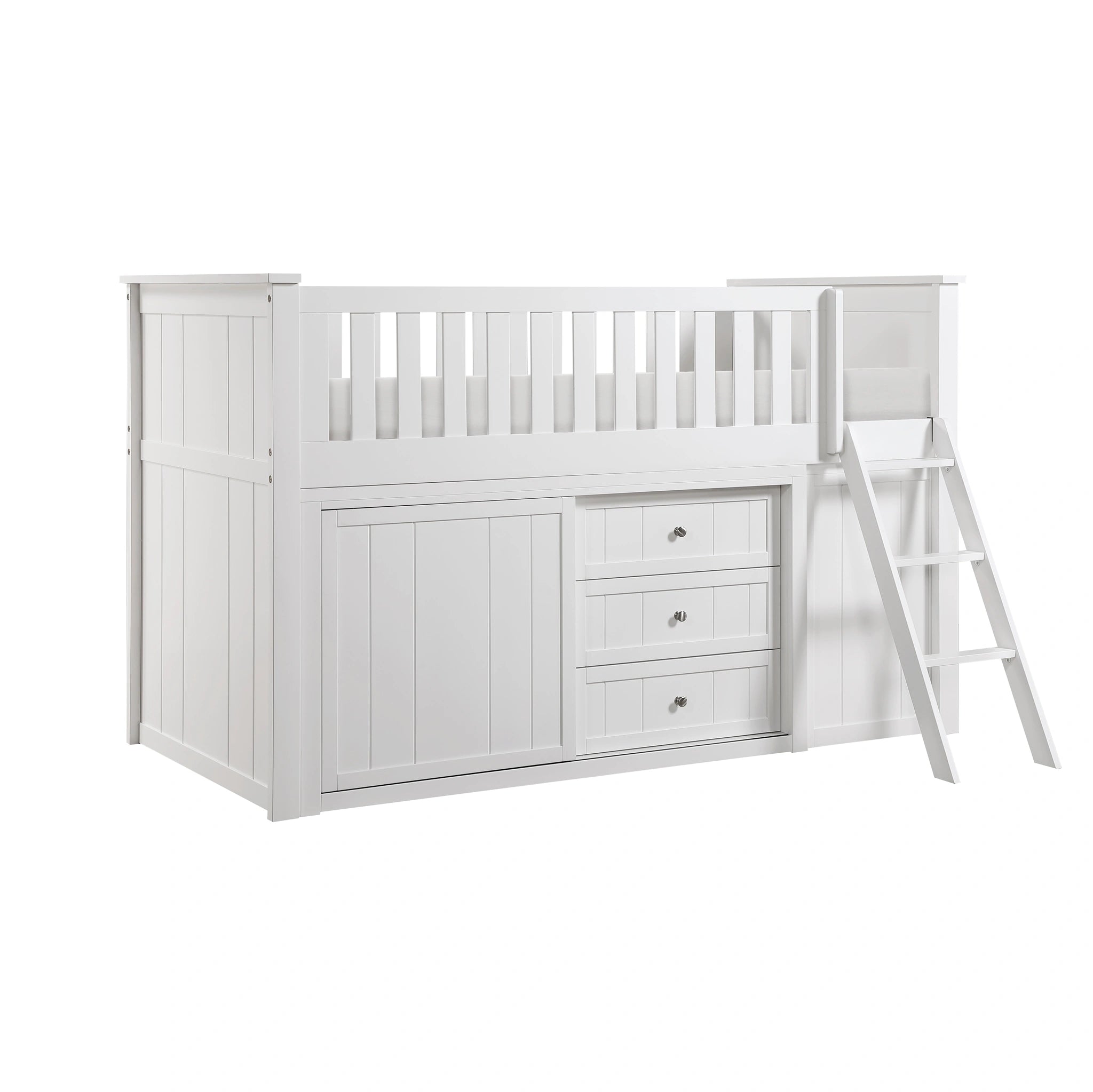 Galen-(5) Low Loft Bunk with Bookcase and Dresser image