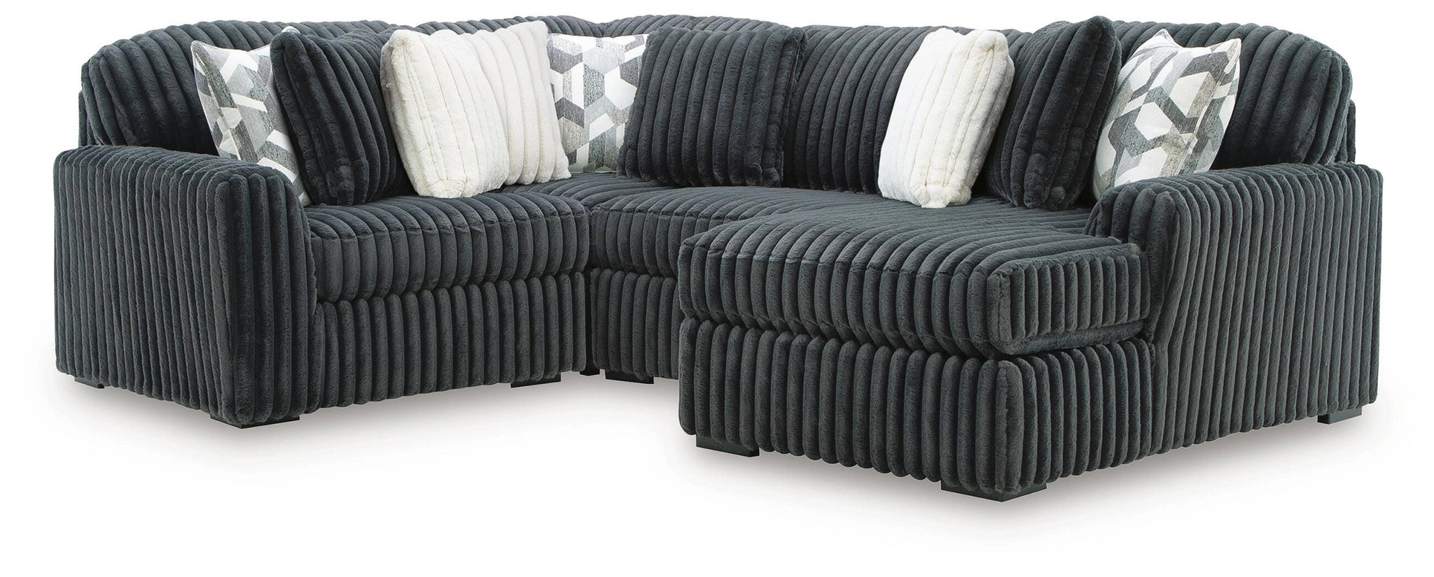 Midnight-Madness Sectional with Chaise - Gunmetal