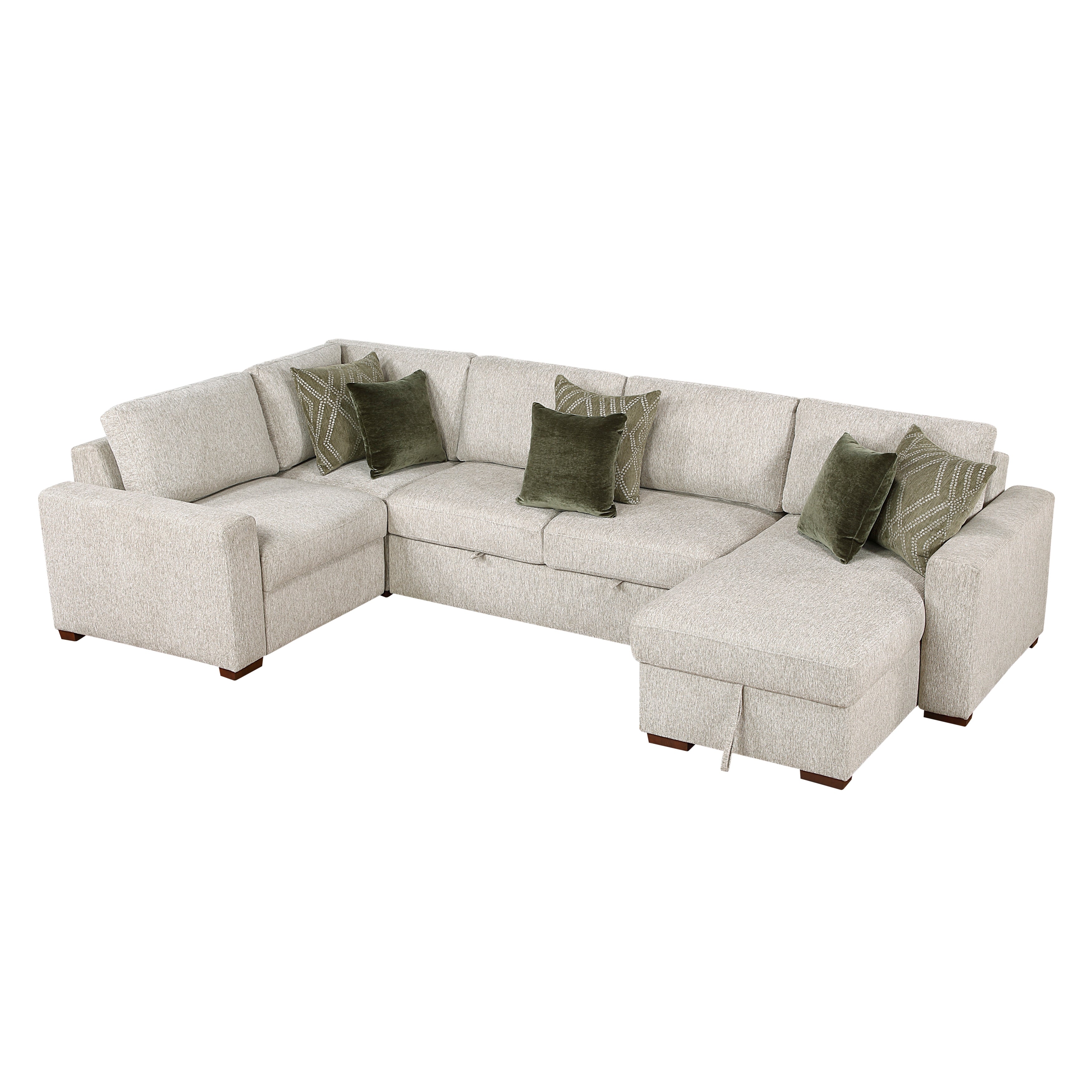 Isla-(5)4-Piece Sectional with Reversible Chaise, Pull-out Bed and Hidden Storage image