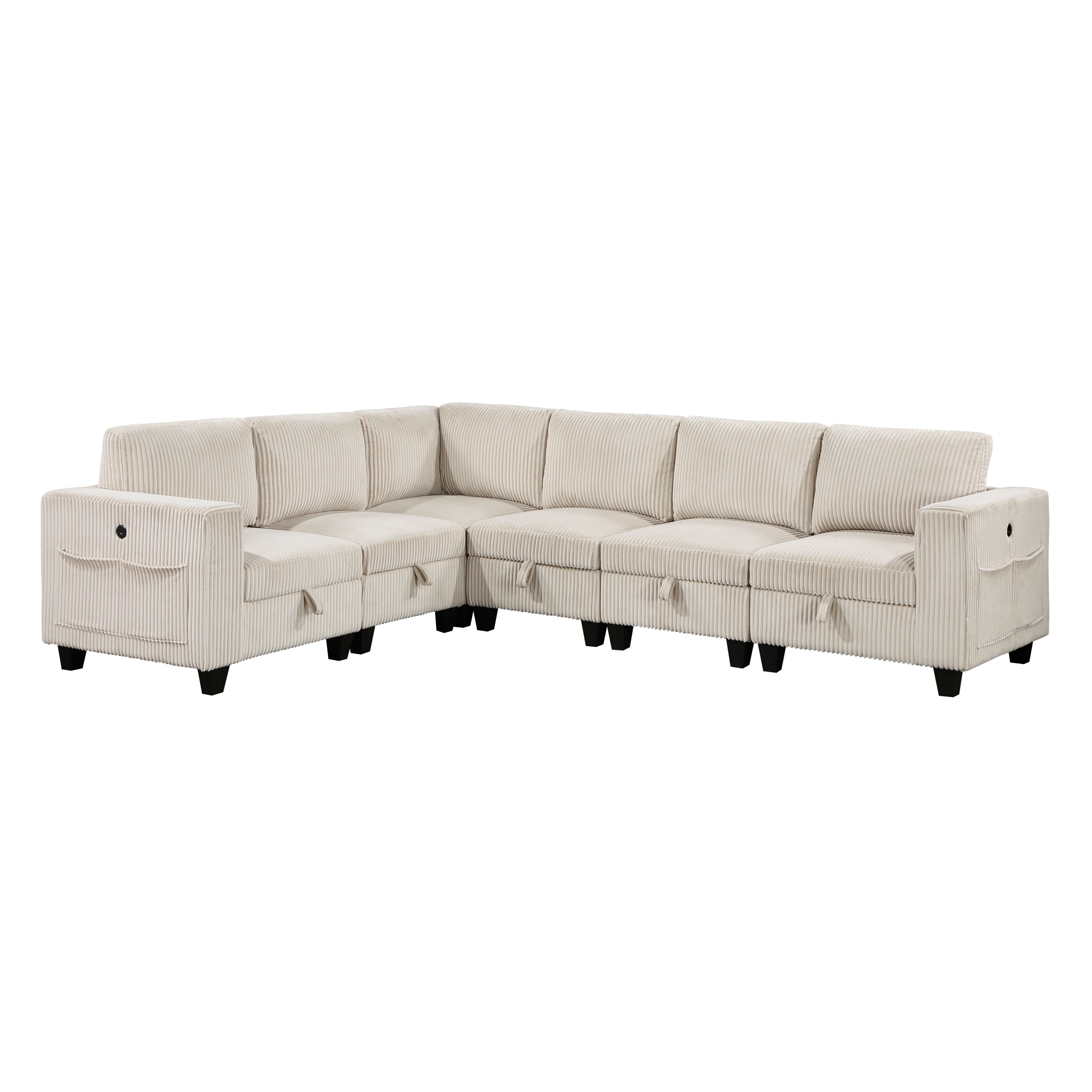 Walterboro-(6)6-Piece Sectional with Storage, Storage Pouches and Charging Ports image
