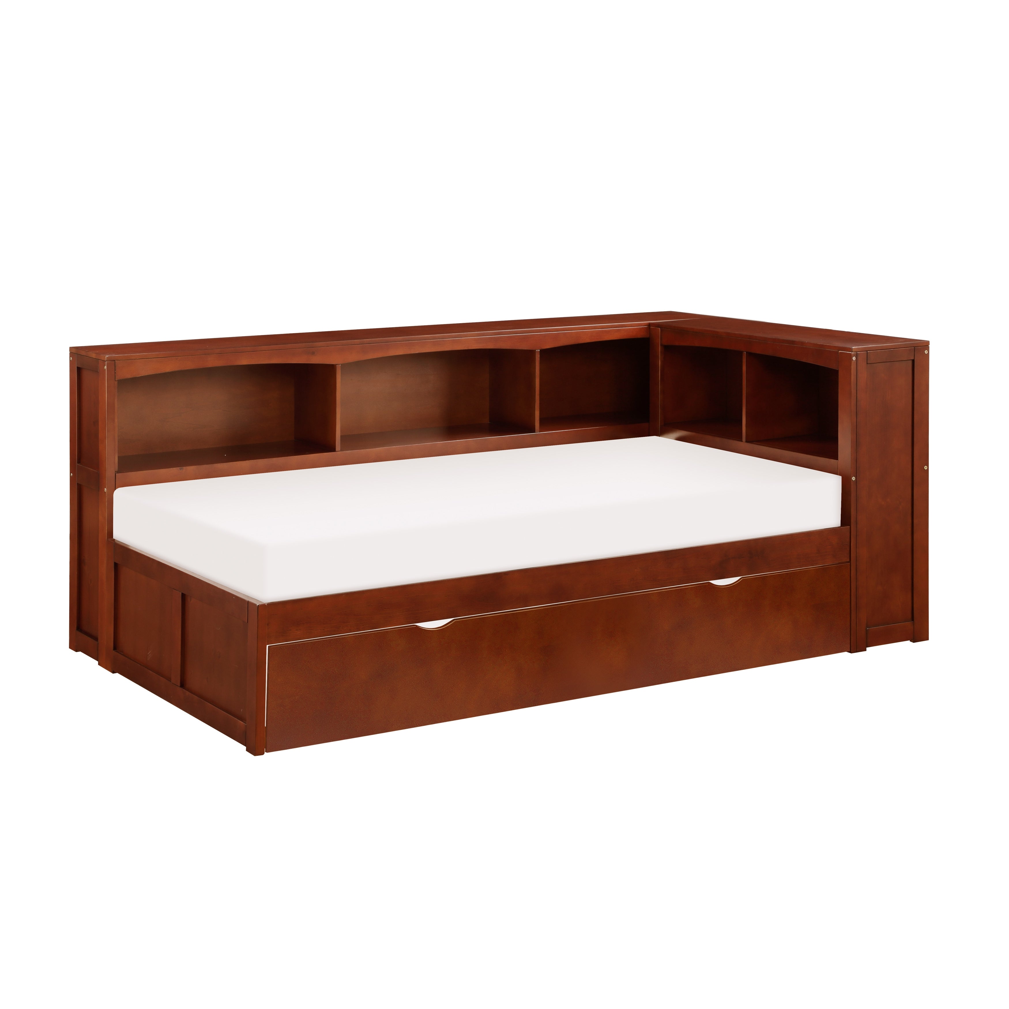 Rowe-(4) Twin Bookcase Corner Platform Bed with Twin Trundle image