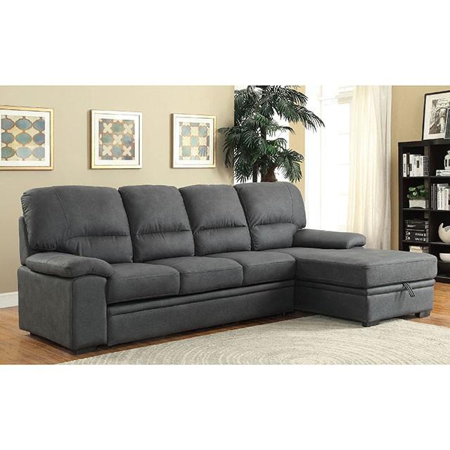 ALCESTER Brown & Gray Sectional w/ Sleeper, Ash