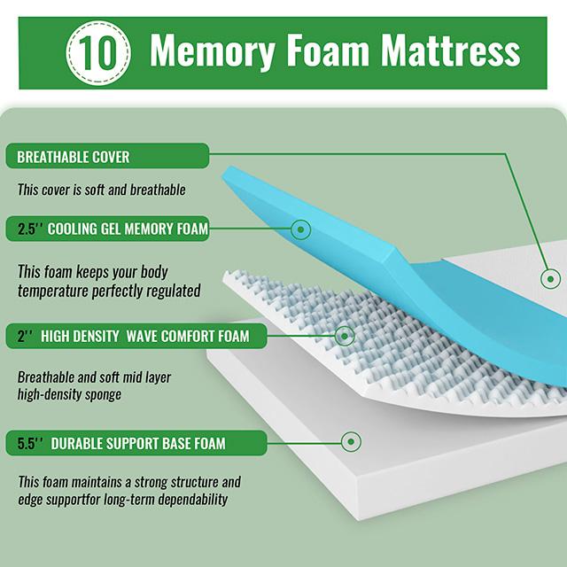 Coreopsis 10" Twin Memory Foam Wave Comfort