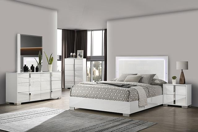Sinistra E.King & Queen Bed White, Black & Beige