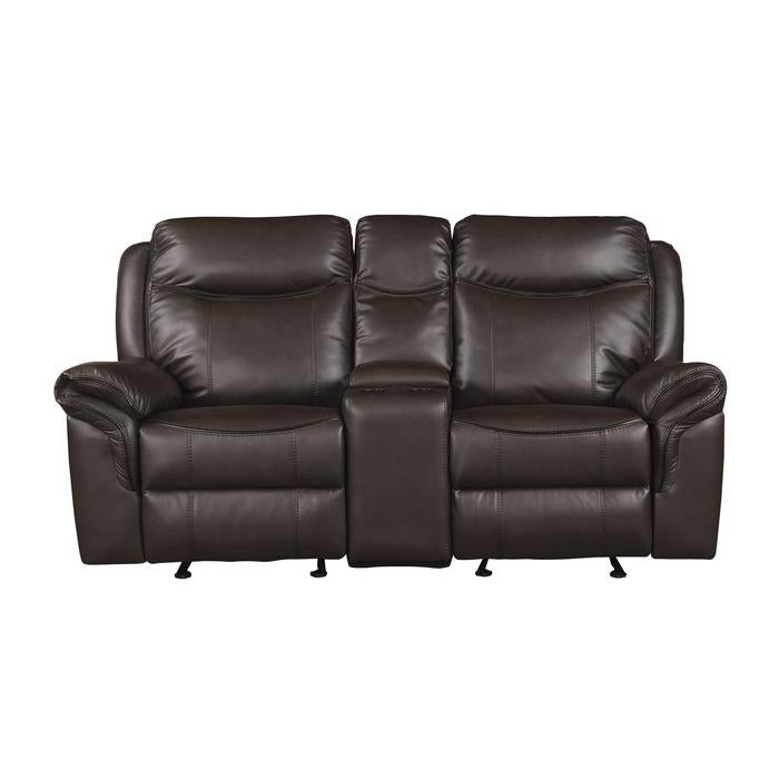 Aram Double Glider Reclining Loveseat in Brown 8206BRW-2