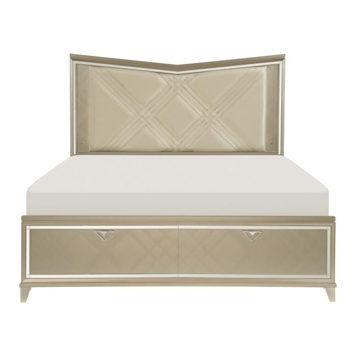 Bijou (3) Queen Platform Bed with LED Lighting and Footboard Storage