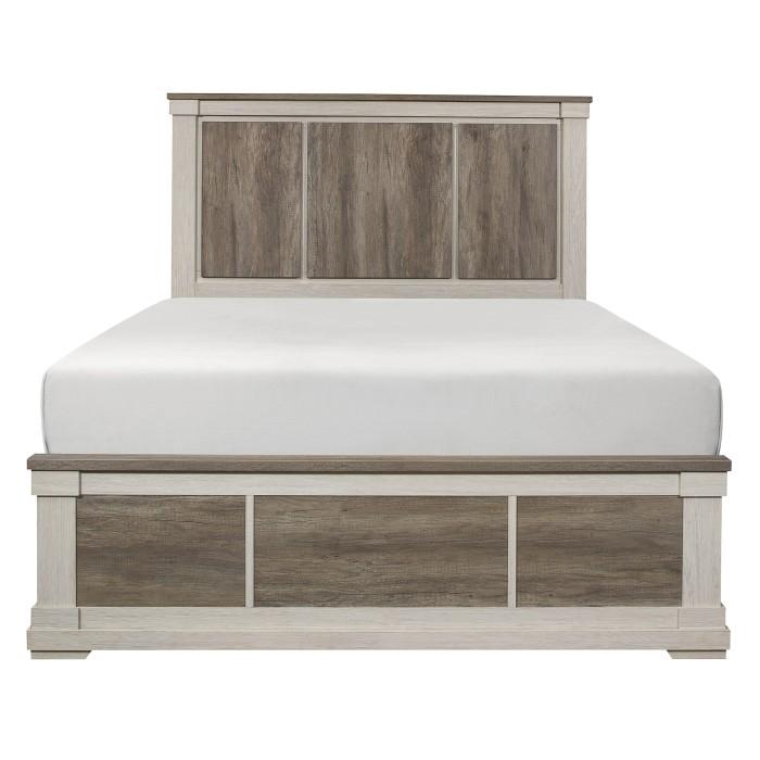 Arcadia Queen Panel Bed in White & Weathered Gray 1677-1