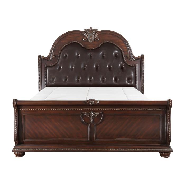Cavalier Queen Sleigh Bed in Dark Cherry 1757-1