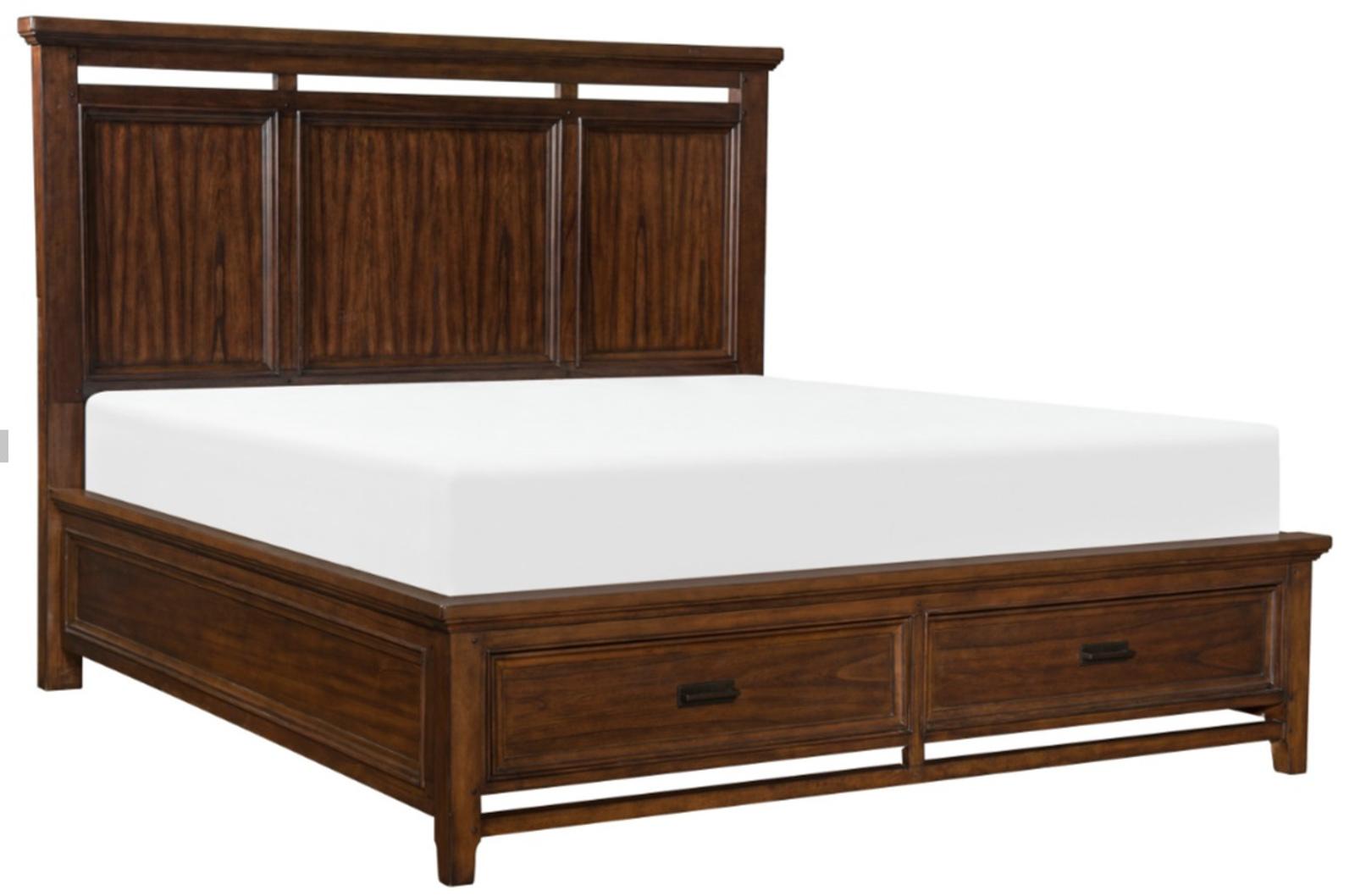 Frazier Queen Upholstered Storage Platform Bed in Dark Cherry 1649-1