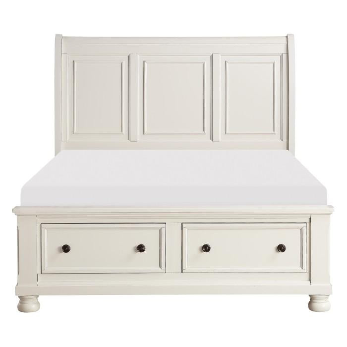 Laurelin Queen Sleigh Platform Storage Bed in White 1714W-1