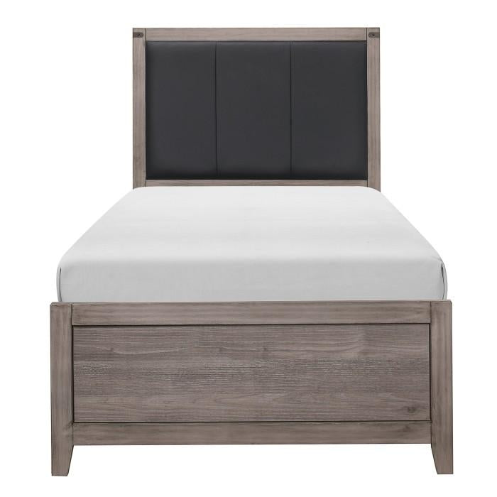 Woodrow Twin Panel Bed in Gray 2042T-1