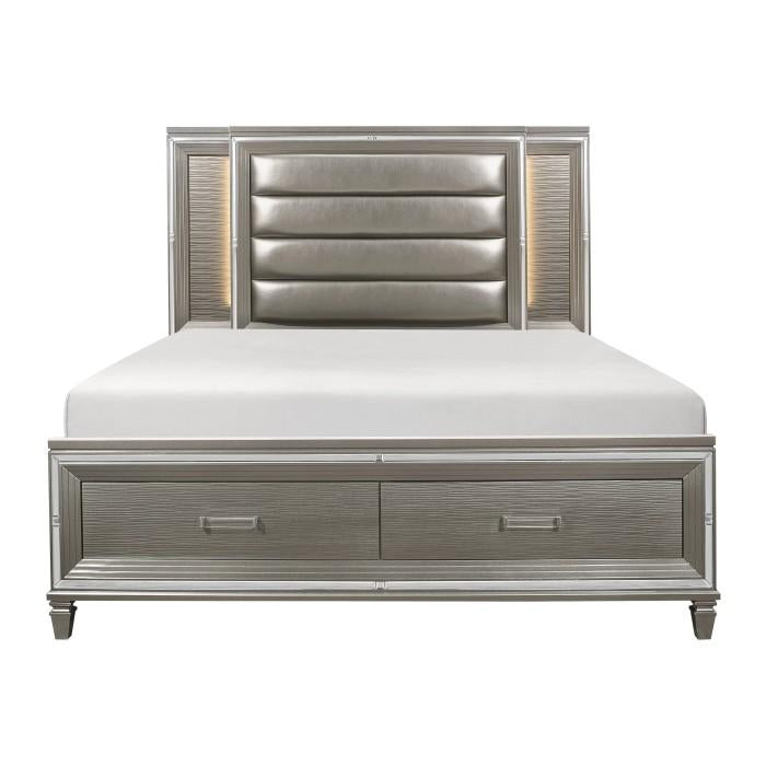Tamsin (3)California King Platform Bed with Footboard Storage, LED Lighting