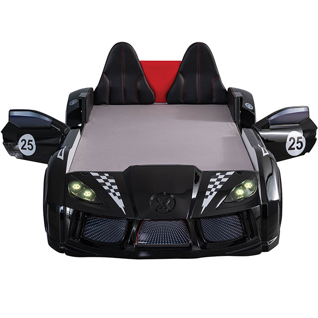 Trackster Bed White, Red,, Black, & Blue