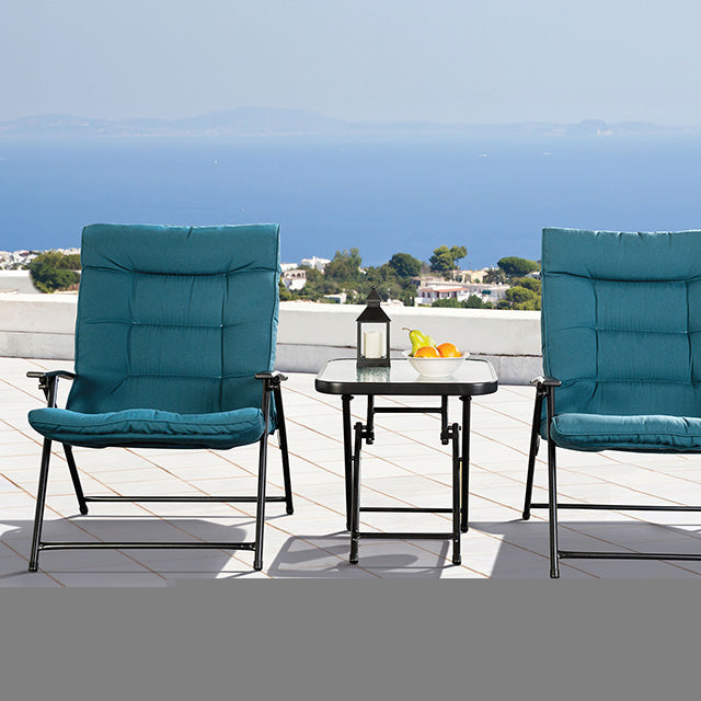 Bastia 3 Pc. Conversation Set Teal & Beige