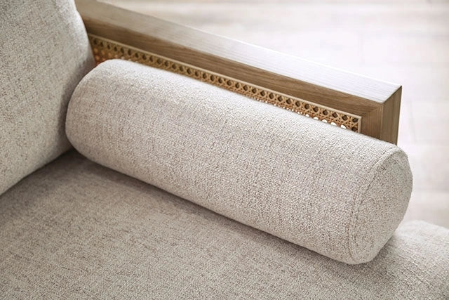 ALESUND Loveseat, Beige/Light Oak, Natural & Brown