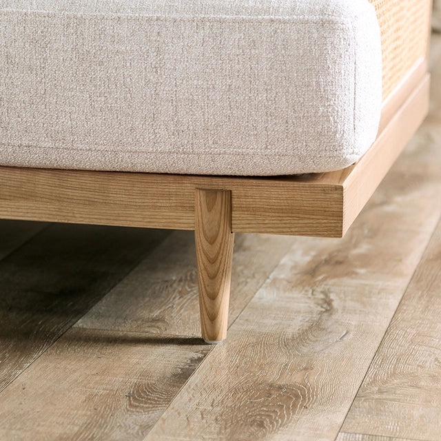 ALESUND Loveseat, Beige/Light Oak, Natural & Brown