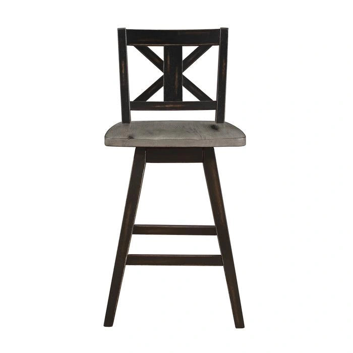 Amsonia Swivel Counter Height Chair in Gray and Black (Set of 2)