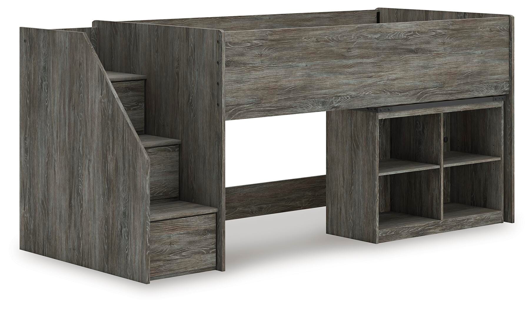 Frandern Loft Bed with Bookcase Storage