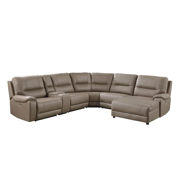 9429TP6RCLRPWH - (6)6-Piece Modular Power Reclining Sectional with Power Headrests and Right Chaise