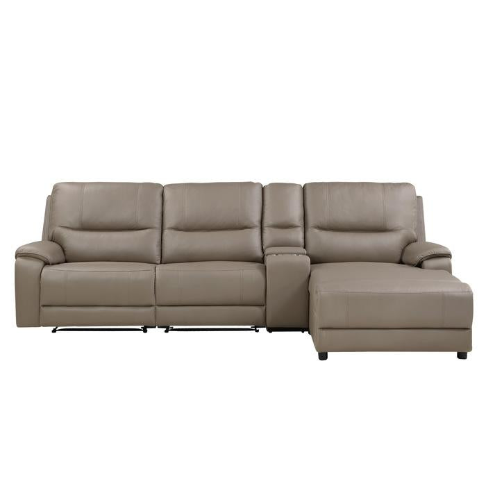 9429TP4RCLRPWH - (4)4-Piece Modular Power Reclining Sectional with Power Headrest and Right Chaise