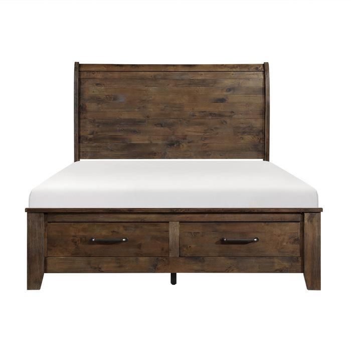 Jerrick King Sleigh Platform Bed with Footboard Storage in Burnished Brown 1957K-1EK
