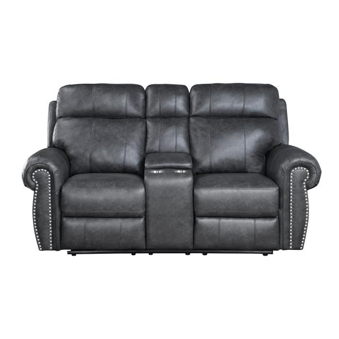 9488GY-2PW - Power Double Reclining Love Seat with Center Console