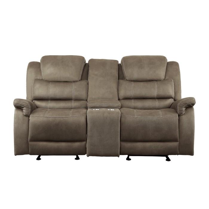 9848BR-2 - Double Glider Reclining Love Seat with Center Console