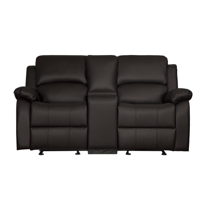 9928DBR-2 - Double Glider Reclining Love Seat with Center Console