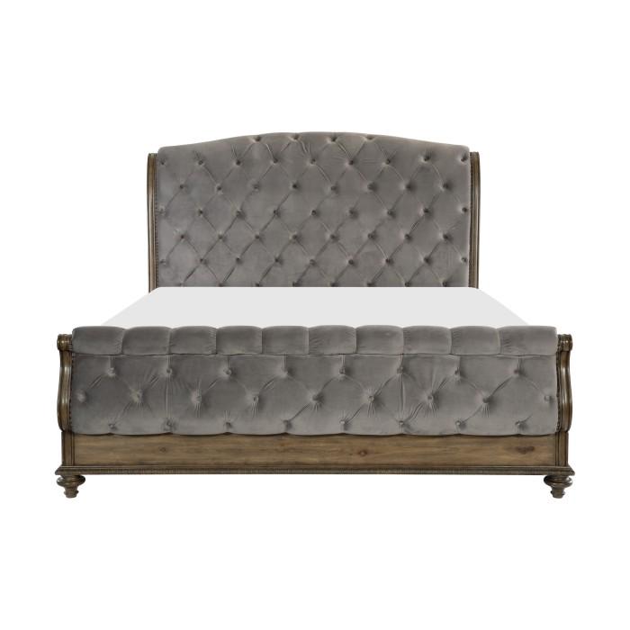 Rachelle Queen Sleigh Bed in Weathered Pecan 1693-1