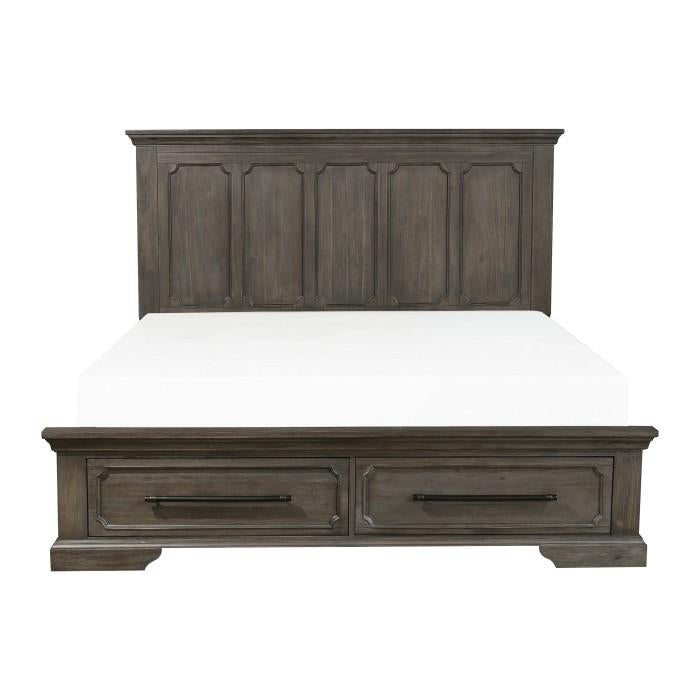 Taulon King Platform Bed with Footboard Storage in Dark Oak 5438K-1EK