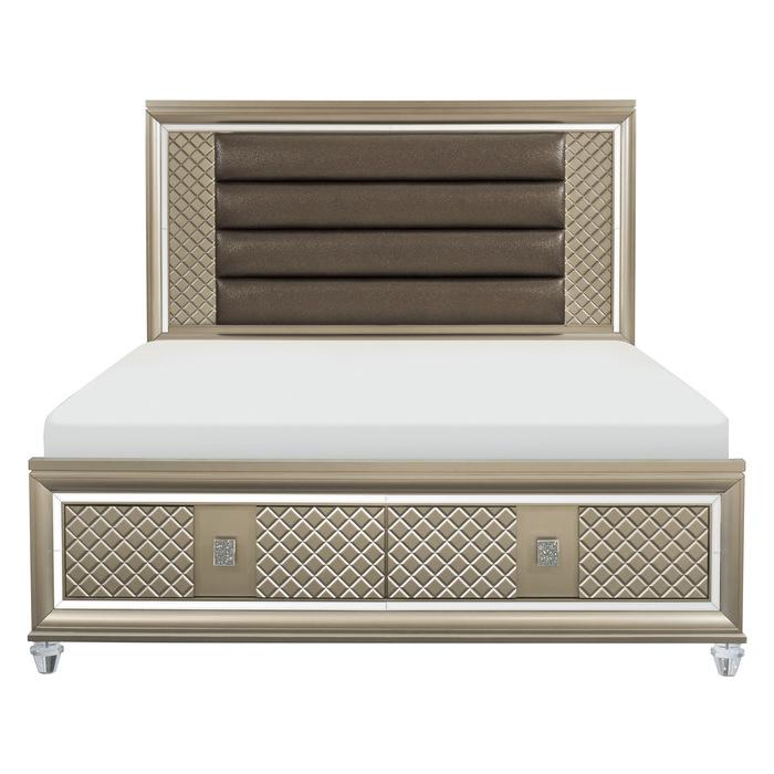 Loudon King Platform with Storage Bed in Champagne Metallic 1515K-1EK